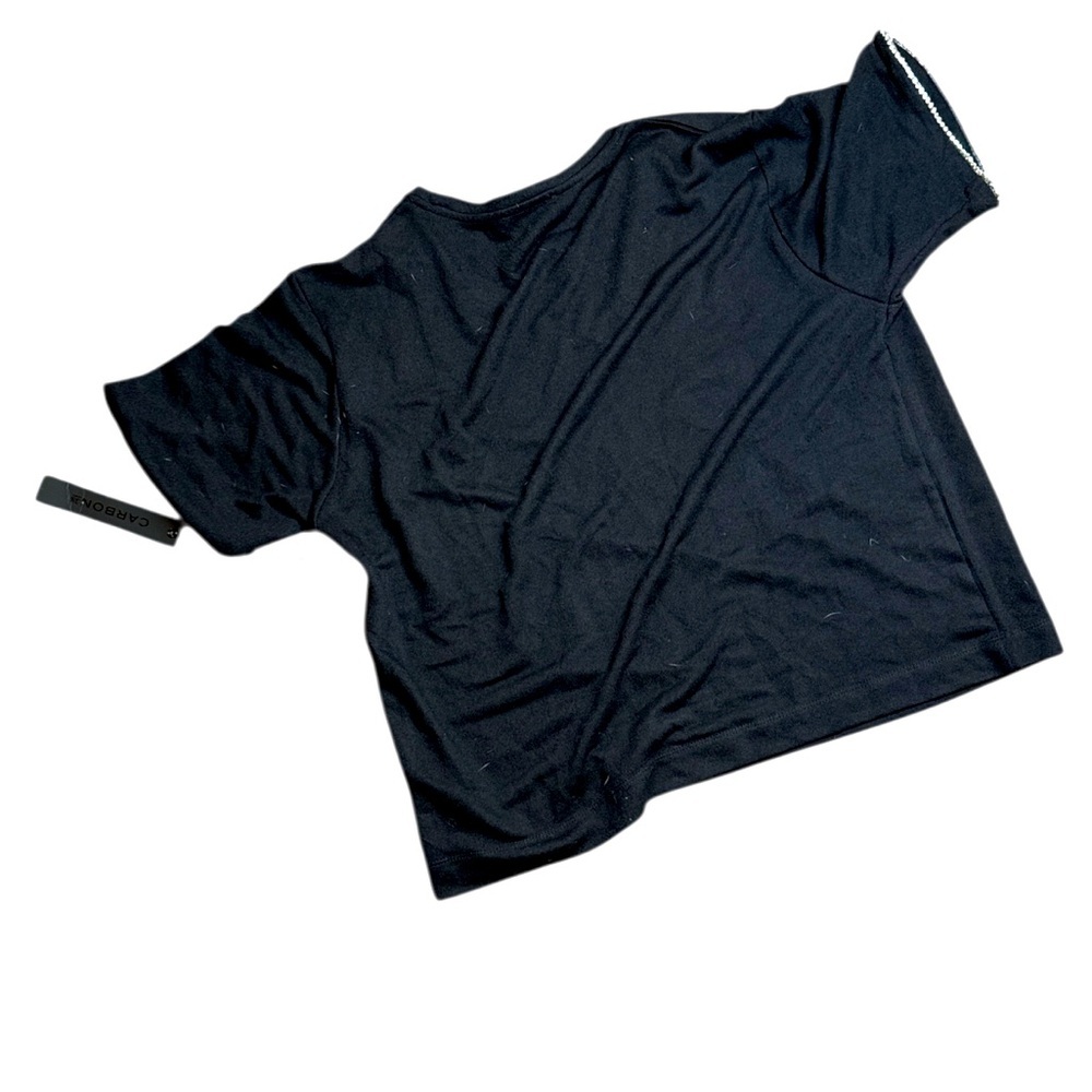 Carbon 38 faux diamond sleeve black top large new - Picture 7 of 7